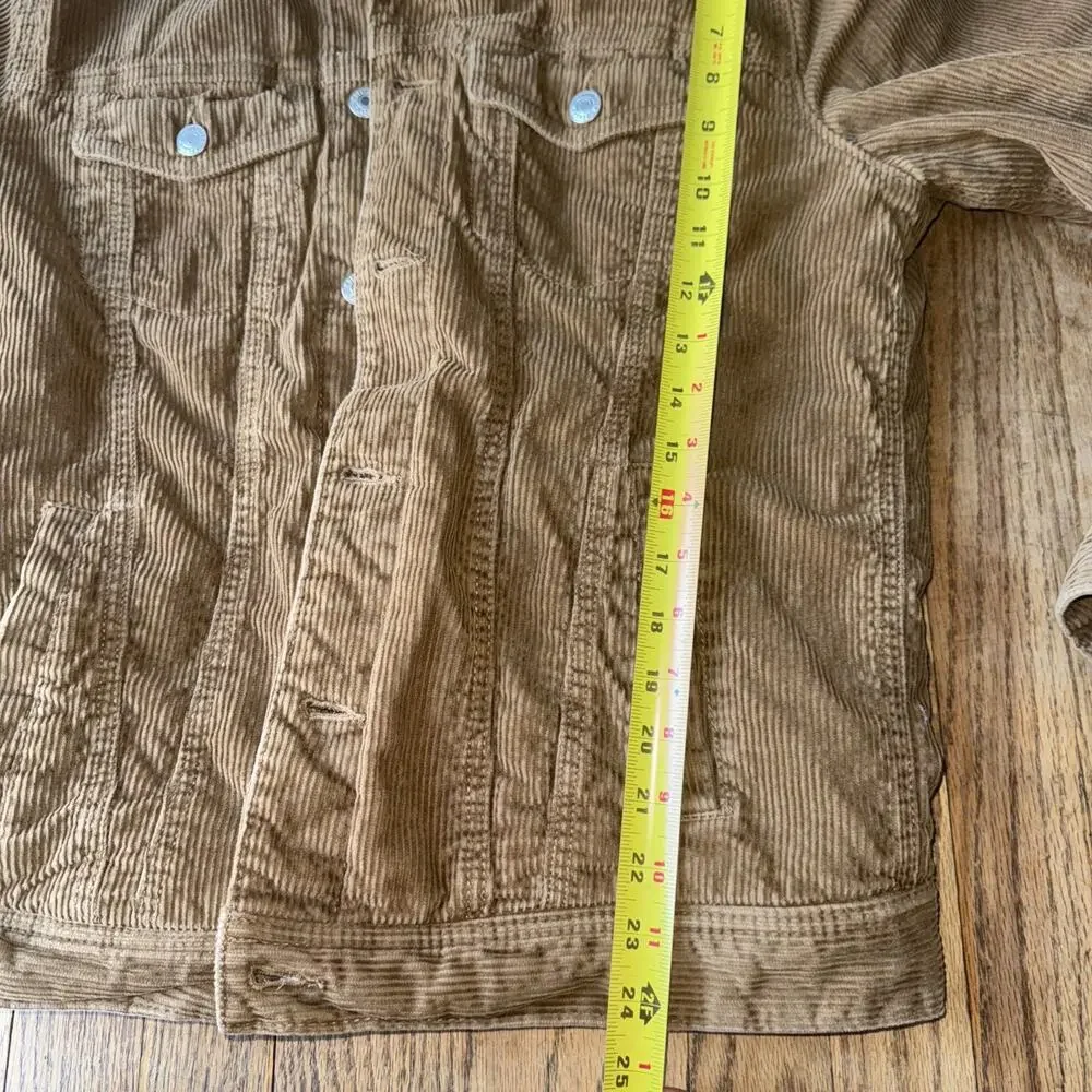 Hollister Button-Up Sherpa Lined Corduroy Trucker Jacket Beige Mens M 70s 90s